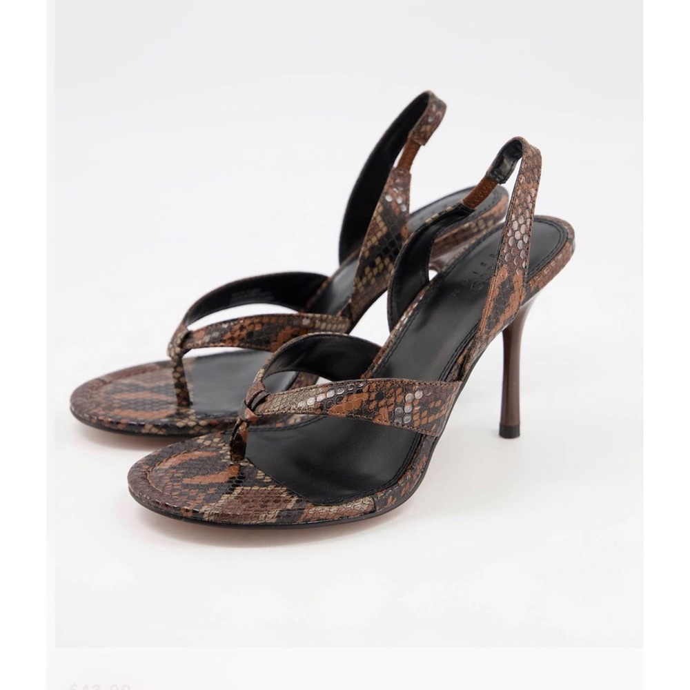 New - Asos- Snakeskin Toe Thong Slingback Heels